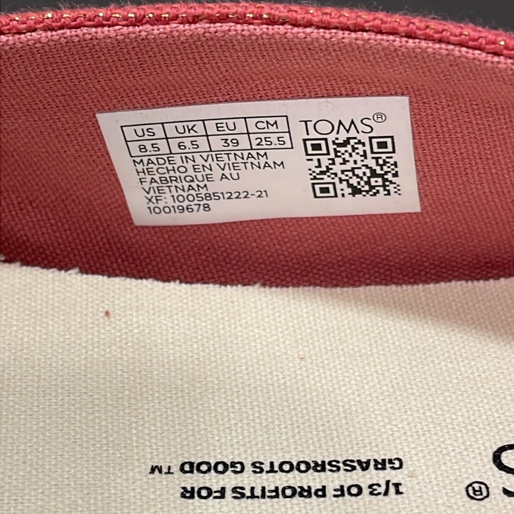 Toms Faded Rose Metallic Linen Alpargata Shoes NWT 8.5 - Picture 2 of 12